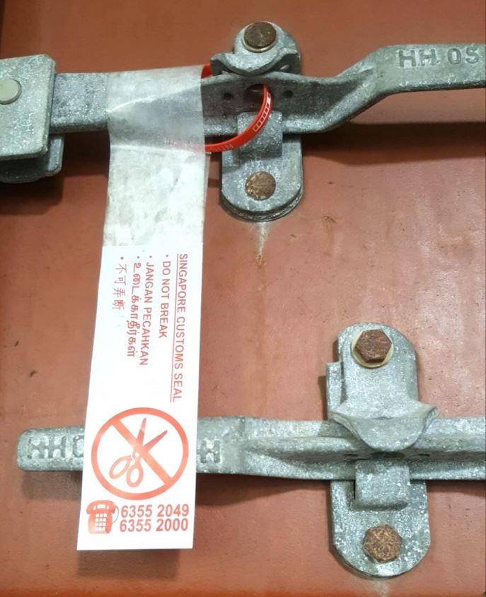 Singapore Customs Red Seal with Warning Sticker