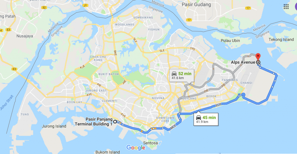 Case 1: From Pasir Panjang port to Changi