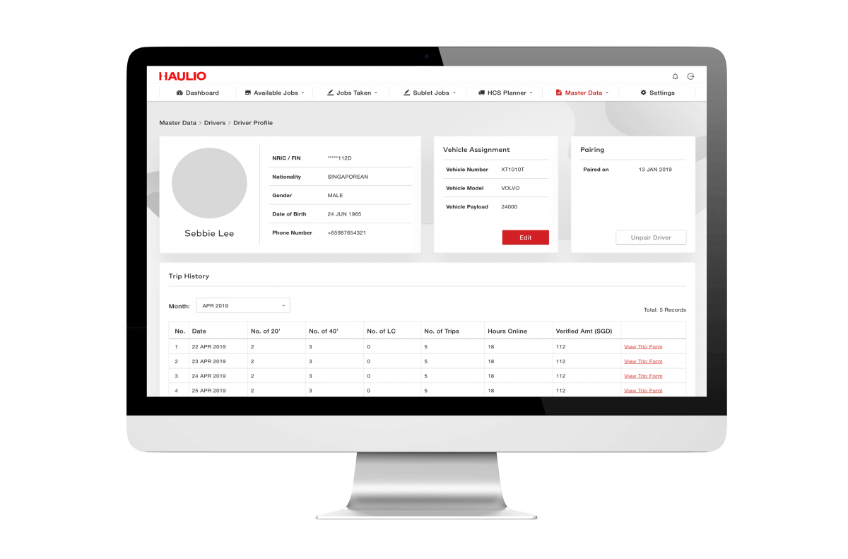 Haulage Operations Platform - Driver Management Page