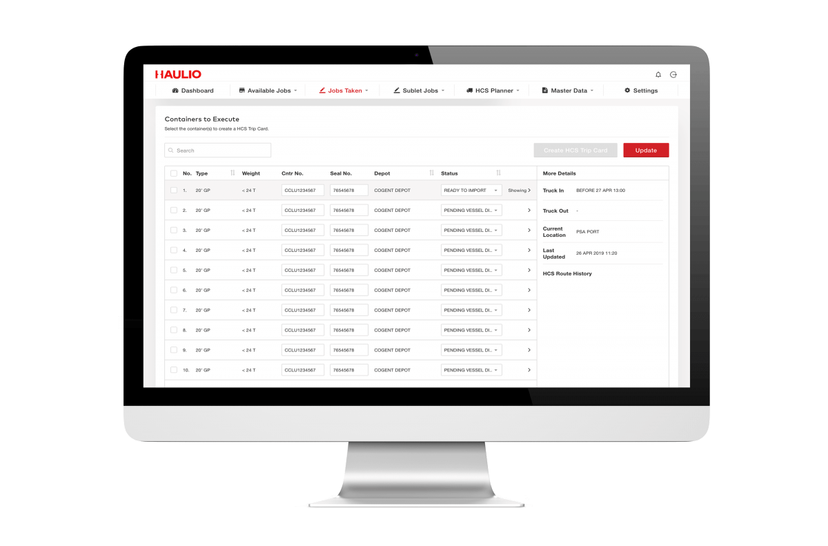 Haulage Operations Platform - Job Status Updates