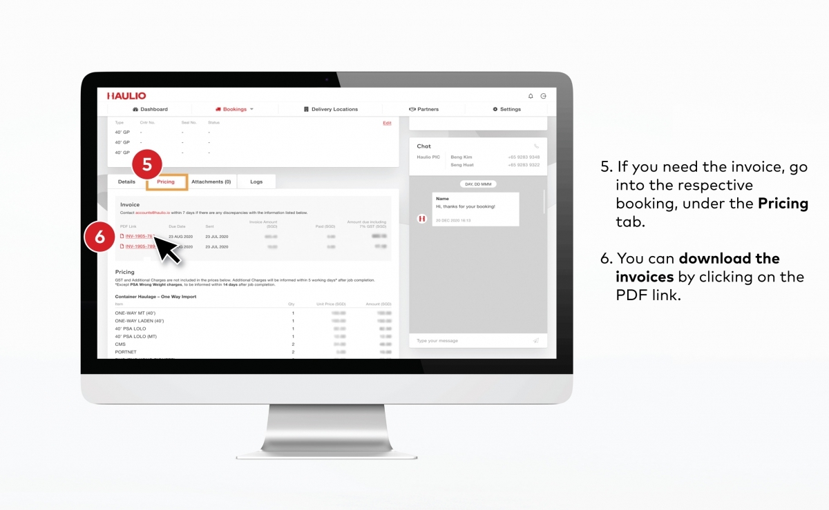 HMP Guide - Completed Bookings: Download Invoice