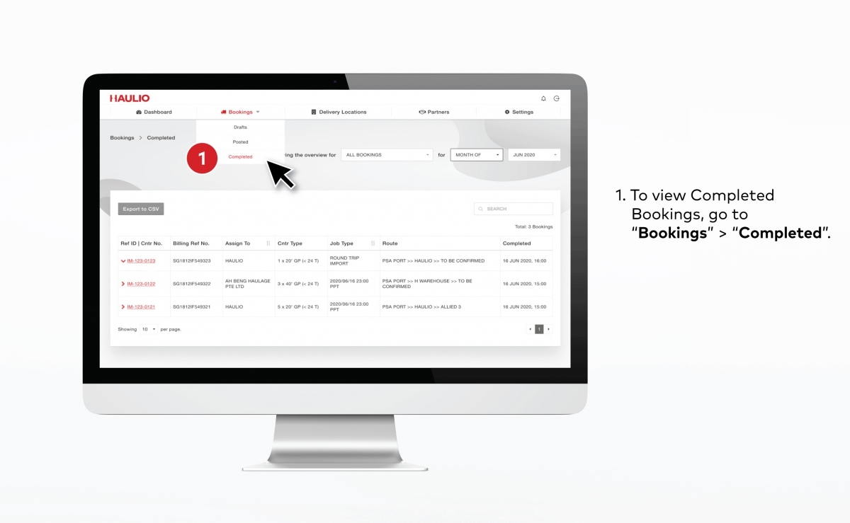 HMP Guide - Completed Bookings Listing