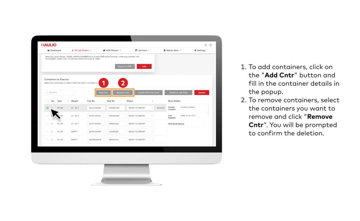 HOPE Job Management - Add/Remove Containers